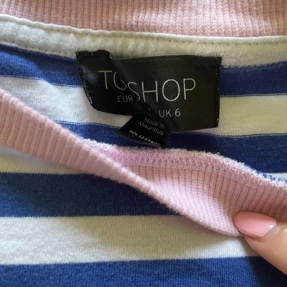 Topshop Blue and White Striped Tee - Picture 3 of 6